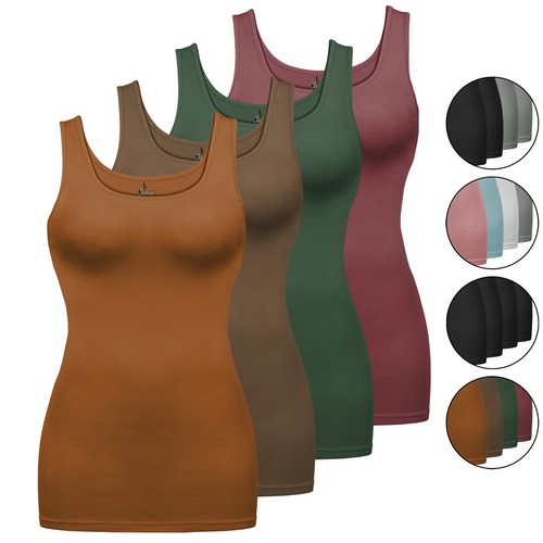 Damen tops 4er - set, long