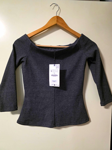 Zara damen top grau ärmel - top,
