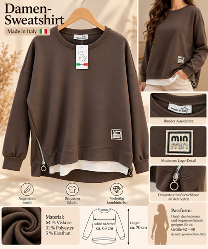 Damen sweatshirt made italy - made, in