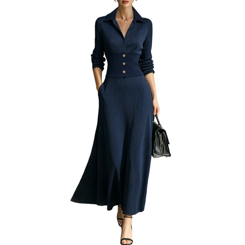 Damen strickkleid revers - strickkleid,