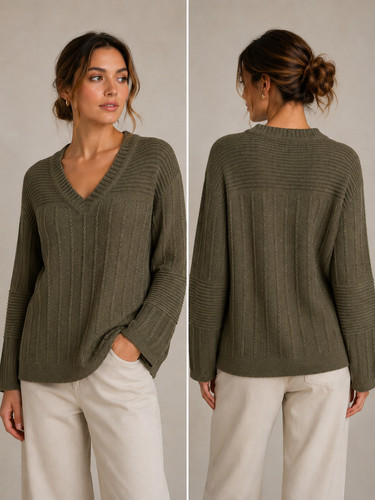 Damen strickpullover khaki - damen,