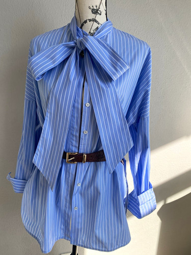 Damen bluse blau weiß - bluse,