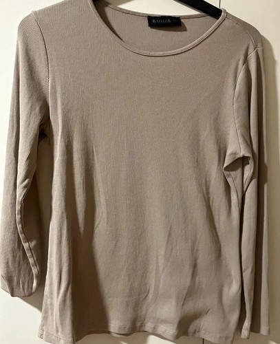 Damen shirt beige - ripp, langarm