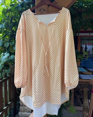 Damen tunika bluse - damen, beige/weiß